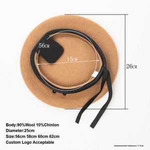 Boina Profesional de Lana para Primavera, Otoño e Invierno, para Academia, Seguridad, Guardia, con Ribete de Cuero PU y Cuerda Ajustable - Product Image 3