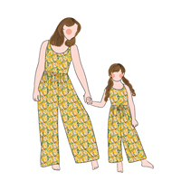 Combinaison d'été à bretelles pour filles, motif fibre de protéine de lait, style « Maman et moi », tenues assorties pour la famille