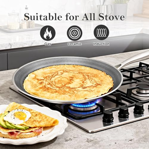 Poêle à crêpes en acier inoxydable ultra-résistant, martelé, non revêtu, résistant aux rayures, compatible avec toutes les plaques de cuisson, multifonctionnel, cuisine - Product Image 4