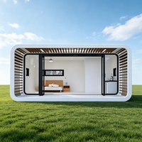 Maison Capsule Préfabriquée Moderne en Conteneur avec Verre Trempé – Design Écologique et Durable pour Glamping Extérieur, Salon, Appartement, Parc
