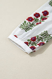 Dear-Lover Vente en gros de vêtements décontractés pour femmes, <span class=keywords><strong>boutique</strong></span> de vêtements, robe courte à fleurs blanche à col en V et manches 3/4, ample - Product Image 3