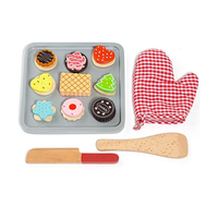 Ensemble de moules à biscuits au sucre en bois Faire semblant de biscuits et de plaque à pâtisserie Ensemble de cuisson de jouets en bois