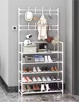 Porte-manteau et porte-chaussures pliant en métal sur pied, personnalisé 2024, pour chambre et dortoir, avec crochets, le plus vendu
