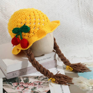 Nuevo Gorro de Punto con Trenza de Cereza para Bebé, Gorro Tejido a Mano con Protección para las Orejas, para Recién Nacidos - Product Image 3