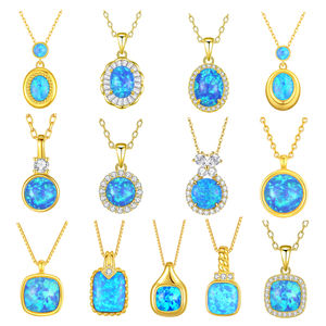 Collar de Plata de Ley 925 al por Mayor con Baño de Rodio, Cadena de Caja y Colgante Cuadrado de Ópalo, Elegante para Mujer, Ideal para Compromiso, Boda o Fiesta - Product Image 1