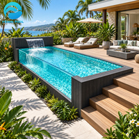 Piscine Hors Sol Grande ou Petite Facile à Installer pour Extérieur, Piscina en WPC pour Famille et Jardin, Piscine Conteneur en Fibre de Verre de 40 Pieds