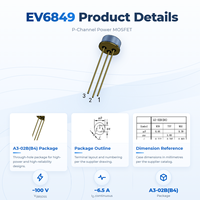Transistor MOSFET Kanal-P EvolE -100V -6.5A Seri A3-02B(B4) RDS(on) Rendah 0.45 Hole High Side Load Switch Setara 2N6849
