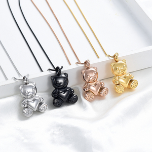 IJD10070 جديد احتضان الدب الصغير المحب من الفولاذ المقاوم للصدأ رف رماد العظام تذكار - Product Image 1