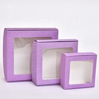 Boîte et sac en papier pour cosmétiques en carton doré, emballage de cils rose vif, paillettes argentées