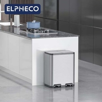 ELPHECO Poubelle en acier inoxydable 50L double compartiment avec pédale pour cuisine bureau
