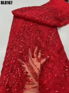 Nhà Máy Giá Bridal sequin lưới thêu ren vải pháp Magenta Tulle <span class=keywords><strong>Paris</strong></span> Wedding Dress lưới ren vải với hạt - Product Image 2