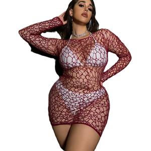 Jaring Ikan Nilon Berongga Irregular Gaya Eropa Amerika untuk Perdagangan Lintas Negara, Gaun Pakaian Dalam Seksi Satu Bagian, Elastis Tinggi - Product Image 5