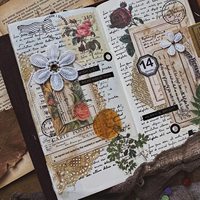 Kit de matériel vintage pour journal créatif : Pack d'effets décoratifs, fournitures pour scrapbooking, kit de collage, autocollants, matériaux de médias mixtes de designer, embellissements en papier pour journal