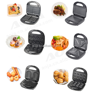 Aoja đa trong 1 tùy chọn tấm điện 10 lỗ hạt <span class=keywords><strong>Waffle</strong></span> Máy Nướng <span class=keywords><strong>Mini</strong></span> 2 lát có thể tháo rời bữa ăn sáng bánh Sandwich <span class=keywords><strong>Maker</strong></span> - Product Image 2