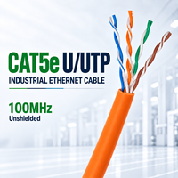 Kabel Ethernet Industri Cat5e UTP 24/26AWG Tembaga Telanjang Terlilit 1Gbps 100MHz PVC Kabel Jaringan Massal
