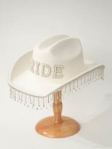 Sombreros de Fiesta Estilo Vaquero Occidental al por Mayor con Borlas de Diamantes de Imitación Negros para Exteriores Casuales - Product Image 6
