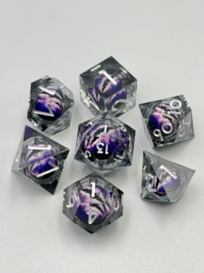 Acrylic Polyhedral <b>Dice</b> <b>Set</b> 7pcs DND Dragon Theme Resin <b>Dice</b> for Board Games RPG Sharp Edges Durable Design - Product Image 1