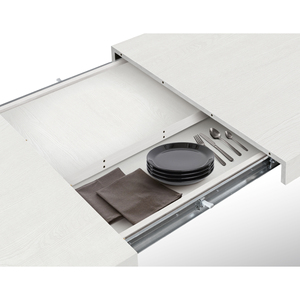 โต๊ะรับประทานอาหารไม้แอชสีขาวแบบขยายได้ 180x90 ซม. ฐาน MDF สำหรับใช้ภายใน - Product Image 5