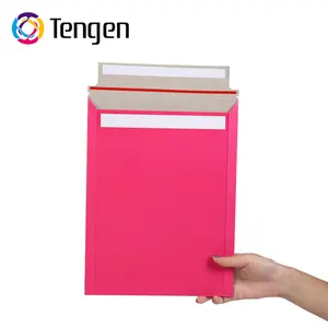 Tengen Wholesale Customized Pink Color Mailing Cardboard Paperboard Package Mailer Envelope Kraft Paper Pouch Offset Printing