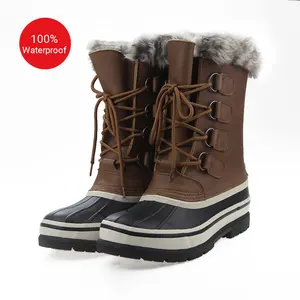 الرجال كندا الشتاء الثلوج الأحذية الفراء بطانة بطة للماء الوحيد الدانتيل يصل أحذية ثلج للرجال