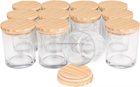 Lot de 12 pots à bougies cylindriques en verre transparent de 8 oz avec couvercles en bois de pin, kits de fabrication de bougies et décoration d'intérieur, livraison rapide en 7 jours