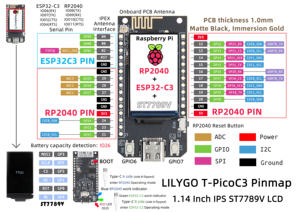 LILYGO T-PicoC3 デュアルMCU Raspberry <span class=keywords><strong>Pi</strong></span>開発ボード、ESP32-C3 RP2040搭載、Bluetoothモジュール用ワイヤレスWIFI付き、Arduino用 - Product Image 4