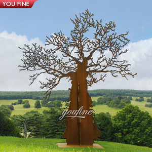 Sculpture d'arbre en métal abstrait de grande taille pour l'extérieur, statue de forêt en corten - Product Image 1