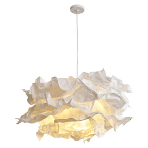 Bana Lighting Wabi Sabi Paper Art Chandelier Led Light White Bamboo Rattan Hotel Guesthouse Ceiling Lamp - Product Image 5