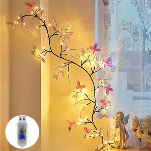 USB Powered Indoor Home Led Garland Lamp Bendable <strong>Willow</strong> Rattan with 8 Modes Butterfly Wall Decor Atmosphere Light for Christmas - Product Image 6