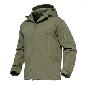 Winter Coats Water Soft Shell Men's Hooded Tactical Jacket Resistant Forearm pocket Vent zipper under each arm