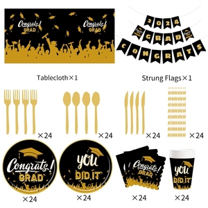 DAMAI 2025 Juego de Vajilla Desechable con Temática de Graduación, Platos de Papel para Decoración de Mesa en Fiestas de Graduación Escolares - Product Image 3