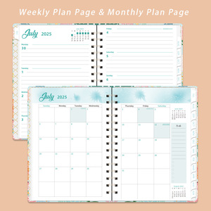 Wholesale New 2025 English Colorful <b>Spiral</b> Flower A5 High Quality Notepad Planner January to December Weekly Monthly <b>Notebook</b> - Product Image 5
