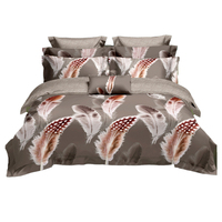 Parure de lit 4 pièces King Size de luxe moderne, imprimée 100% coton 200 fils, résistante aux taches et personnalisable, motif végétal – Meilleure vente