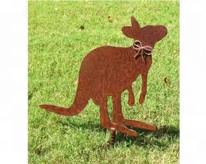 Adorno Decorativo para Jardín de Acero Corten Resistente, Diseño de Canguro, Corte Láser - Product Image 2