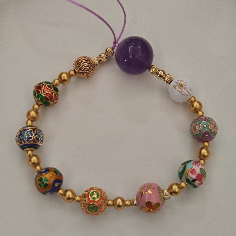 Hollow Round Flower Pattern Cloisonne Beads 8mm Gold Enamel Matte Brass Spacer Beads for Jewelry Making Findings