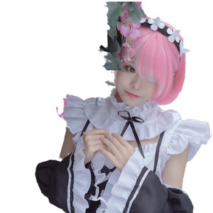 Re:Zero Rem Ram Cosplay Maid Dress Women Polyester Anime Costume Summer 2022 Plus Size - Product Image 4