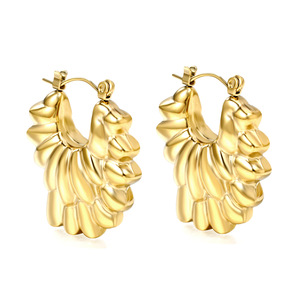 Pendientes de Aro en Forma de Pétalo, Chapados en Oro, de Acero Inoxidable, Joyería de Moda para Uso Diario de Mujer - Product Image 2