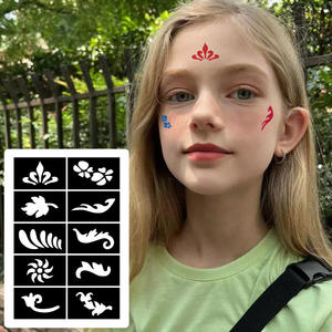 Plantilla de tatuajes temporales para niños, con diseños calados para cara y cuerpo, para fiestas de Navidad, con hojas de plantillas - Product Image 3