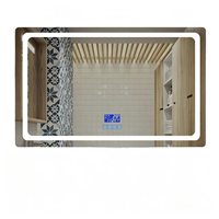Miroir intelligent de salle de bain moderne en verre avec écran tactile LED, design mural, fonction anti-buée, miroir de toilette et de maquillage