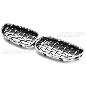Parrilla Delantera Estilo Diamante Cromado y Negro Brillante para BMW Serie 5 E60 E61 2003 2004 2005 2006 2007 2008 2009 2010 - Product Image 6