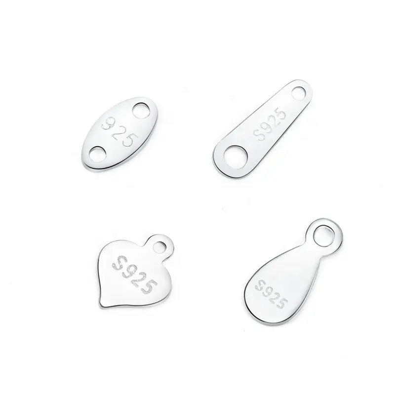 Sterling Oval Heart Water Drop Shape Jewelry Connectors for Bracelet Necklace Ending Extension Tail Chain DIY Making 925 Silver