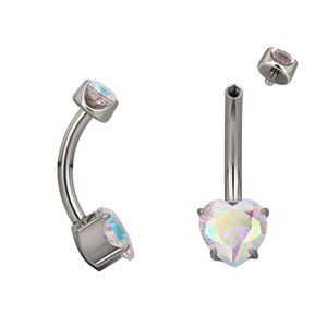 GZN Vente en gros de piercings en titane hautement polis Anneau de nombril en cristal de cœur Anneau de nombril Anneau de corps en forme de nombril Bijoux de mode - Product Image 2