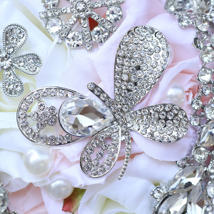 Bouquet de mariée romantique de mariage de luxe plein cristal <span class=keywords><strong>Diamante</strong></span> Vintage soie Rose perle décoration fleurs artificielles - Product Image 3