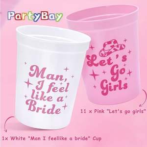 Vaso de Plástico Rosa para Despedida de Soltera, Let's Go Girls, para Fiestas de Boda y Damas de Honor, Promocional - Product Image 2
