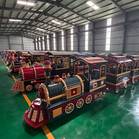 Tren Eléctrico Sin Rieles para Parques Temáticos Urbanos, con Chasis de Acero Reforzado y Amortiguación, para Paseos Turísticos y de Ocio