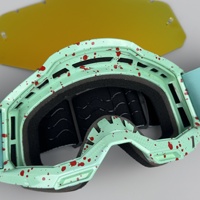 Lunettes de moto rouges en polycarbonate, forme donut, sangle entièrement réglable, protection contre le vent, protection UV, verres miroir anti-reflets, motorsport