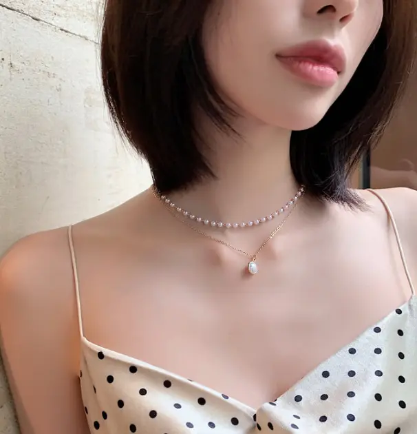 European and American New Products Fashion Simple Chain Necklace Beaded Multi-layer Pearl Pendant Necklace