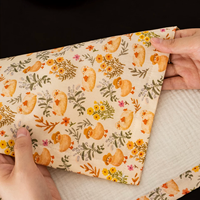 Napperon de table double couche antidérapant en coton 100% style vintage avec motif animaux et plantes mignons pour la maison et les fêtes en extérieur