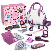 Ensemble de 32 accessoires de jeu tendance pour filles avec sac à main, maquillage simulé, jouets de beauté, déguisements pour enfants