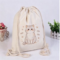 Sac à cordon en toile de haute qualité, personnalisé, écologique, à motif de dessin animé, résistant à l'usure, réutilisable, pour cadeaux de fête et vente au détail